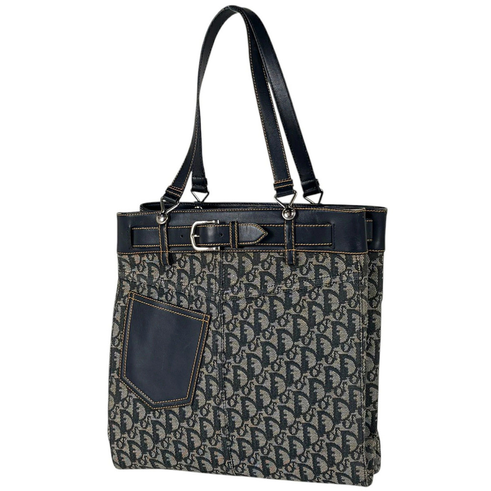 Christian Dior Trotter tote bag shoulder canvas Navy Blue